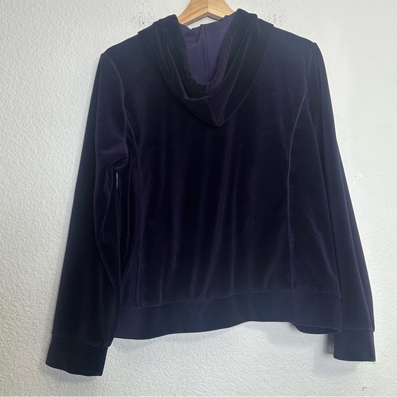 Lauren Ralph Lauren Purple Velvet Full Zip Up Hooded Jacket Womens Size Large - Picture 2 of 10